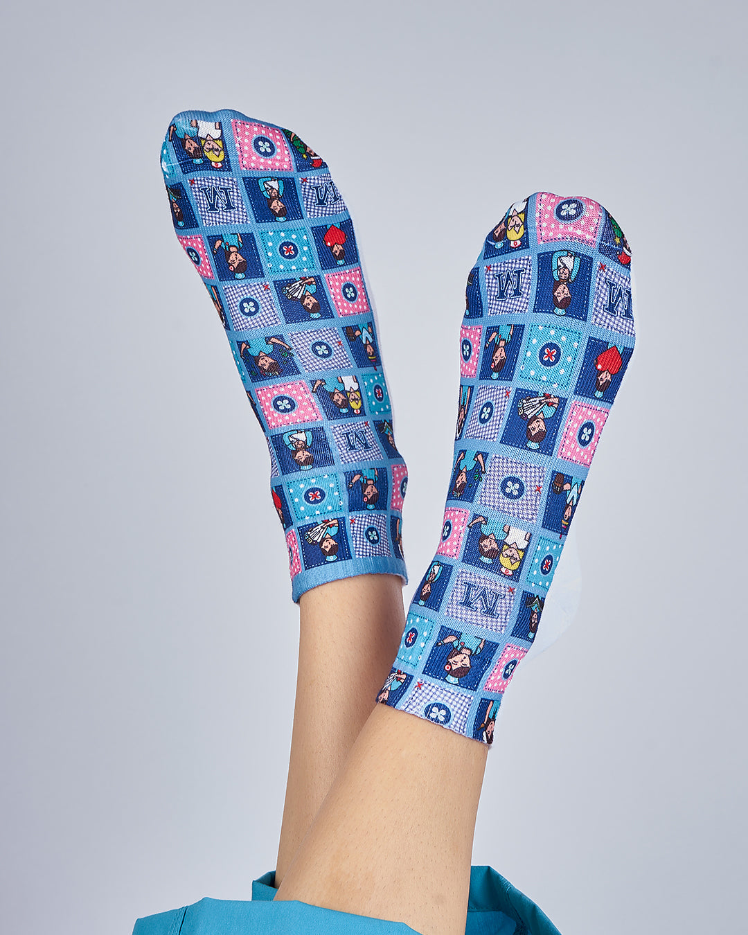 Medias Enfermera Cuadro Azul