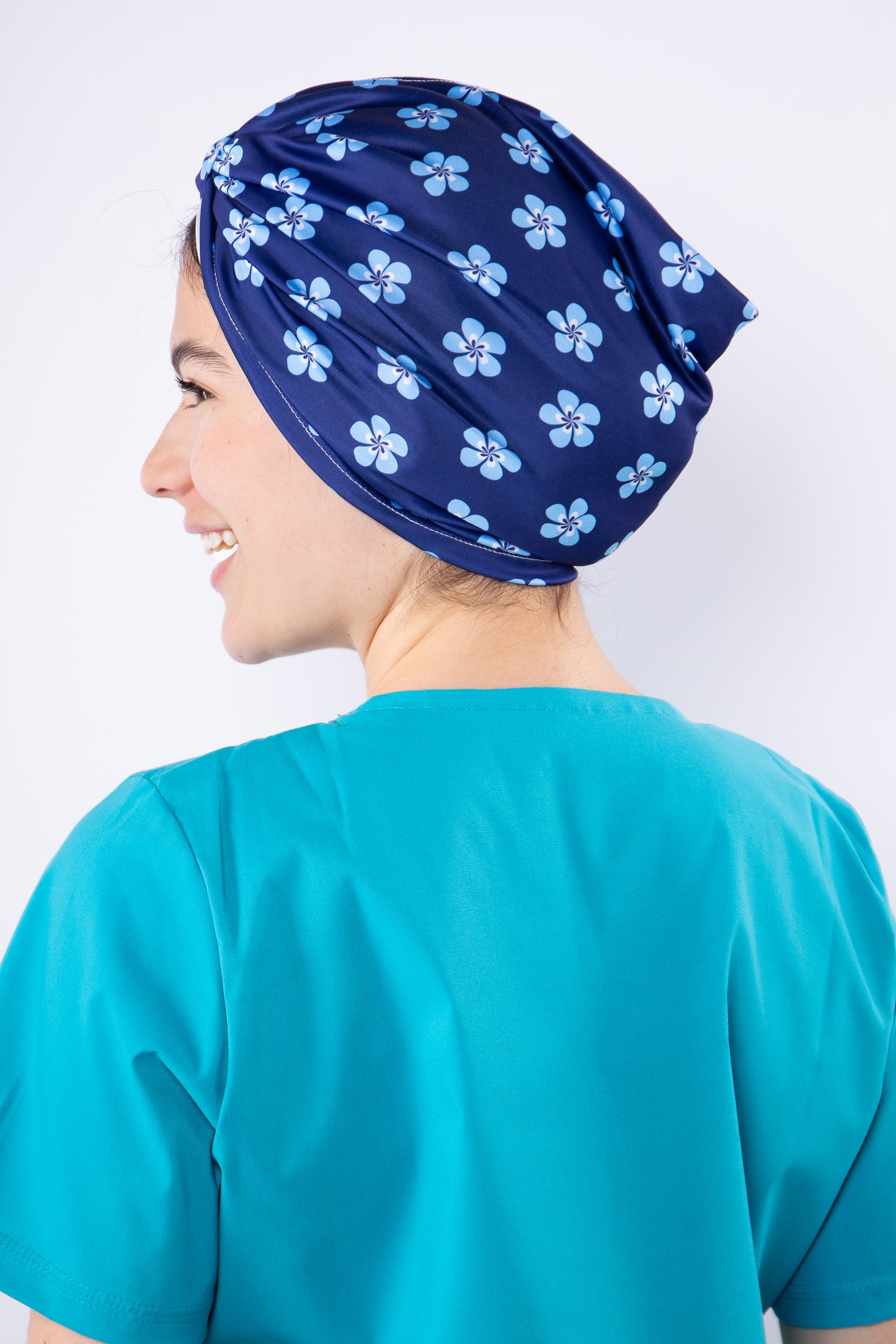 TURBANTE FLORES AZULES