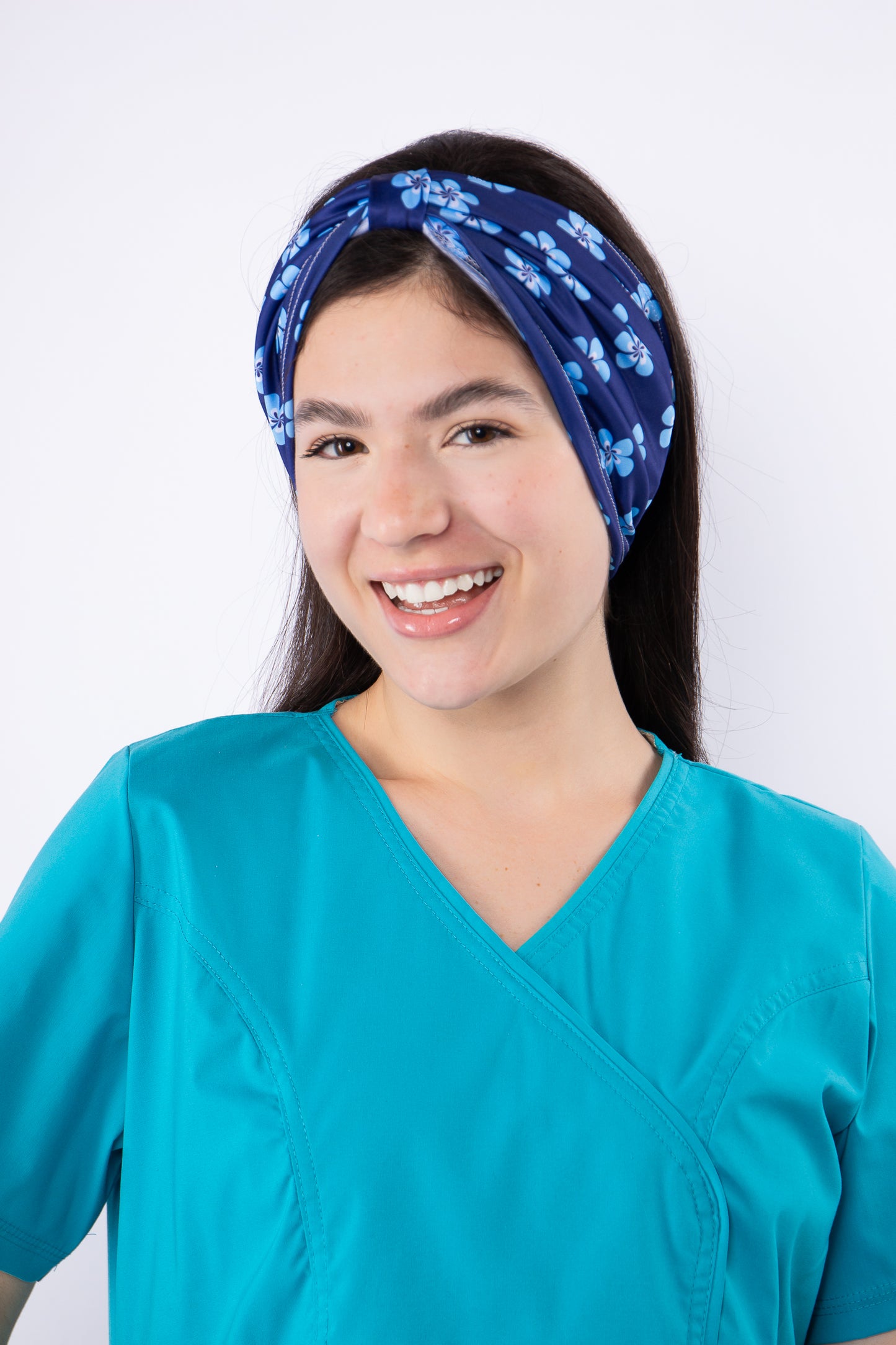 TURBANTE FLORES AZULES