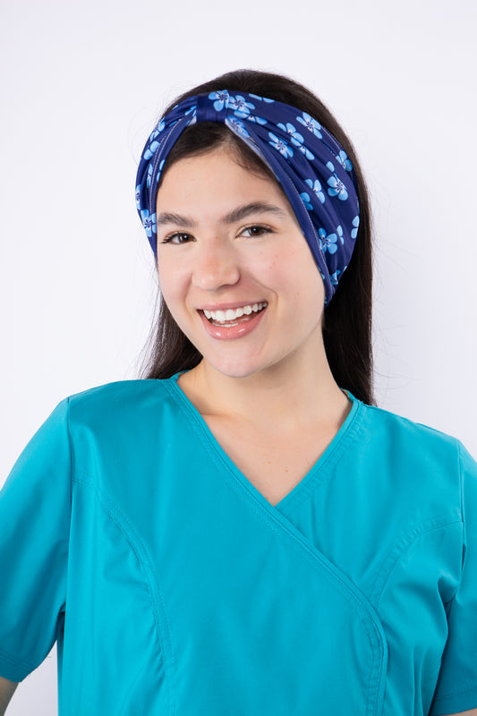 TURBANTE FLORES AZULES