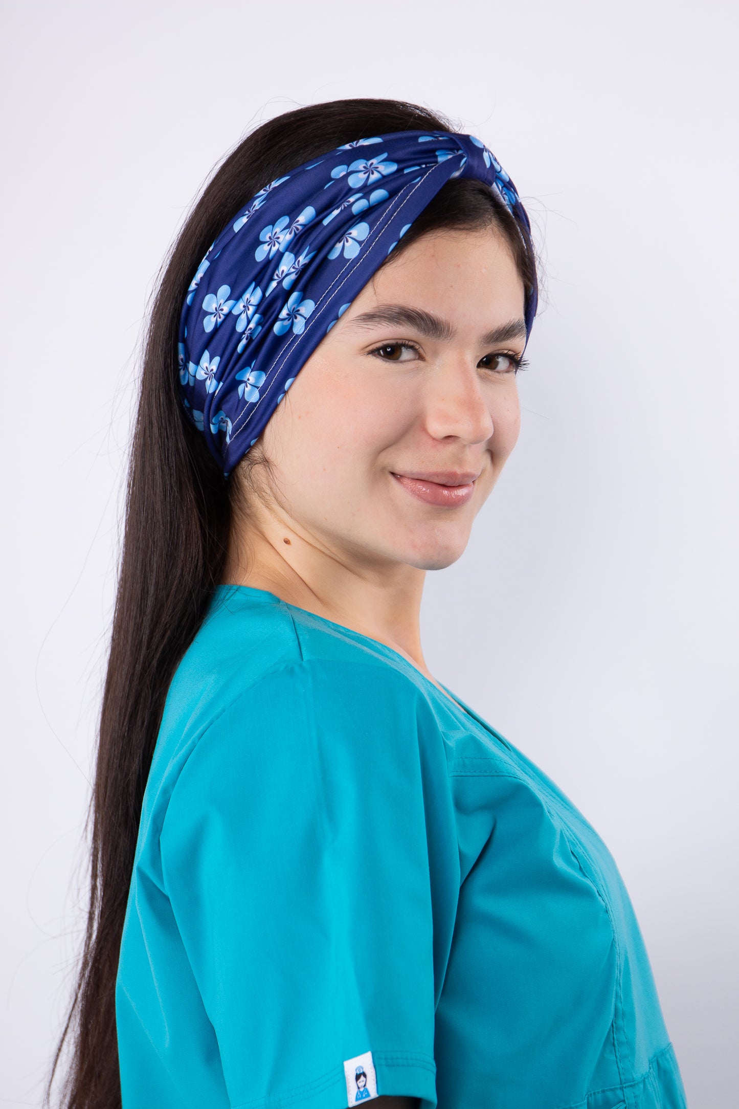 TURBANTE FLORES AZULES