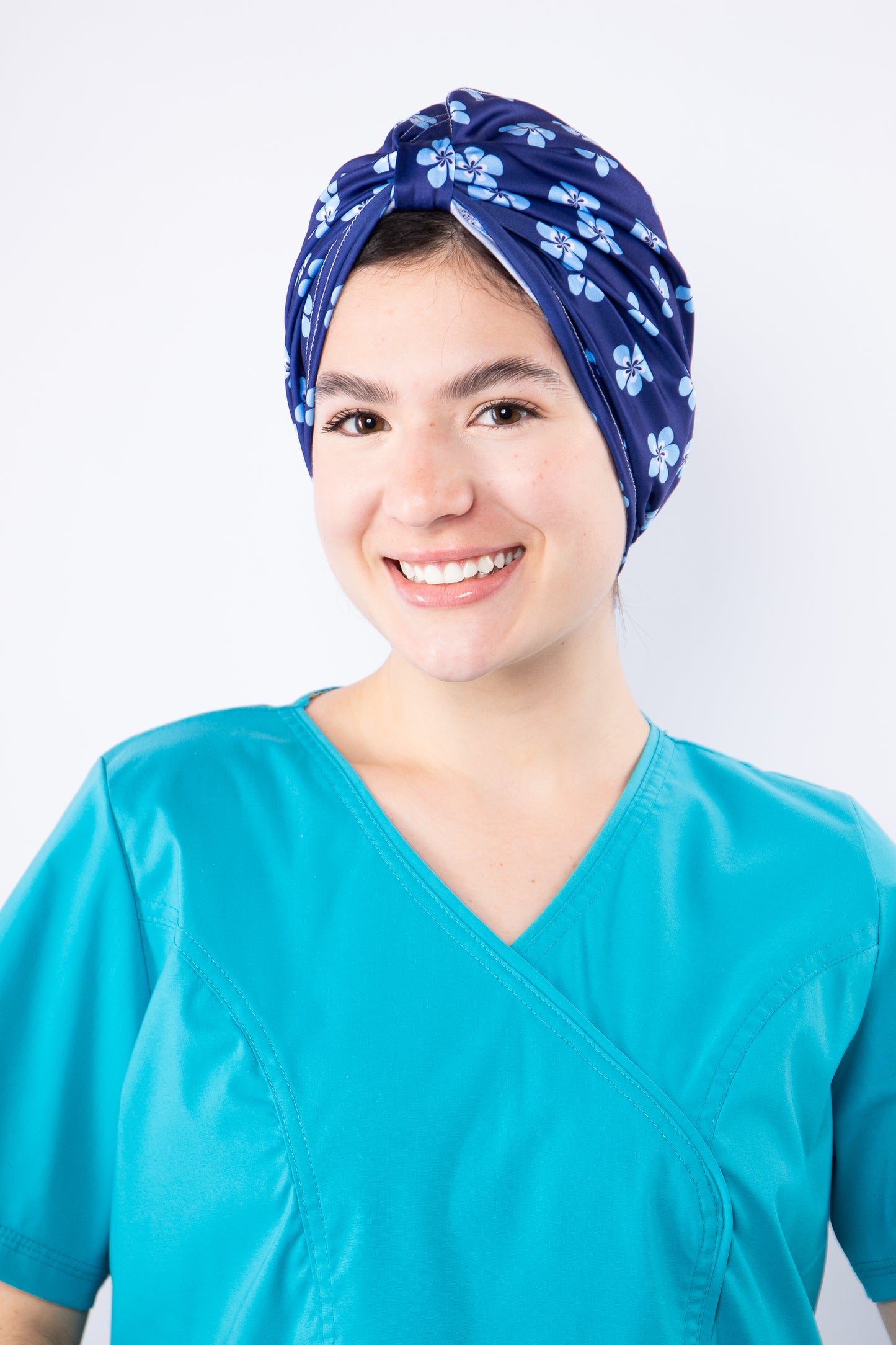 TURBANTE FLORES AZULES