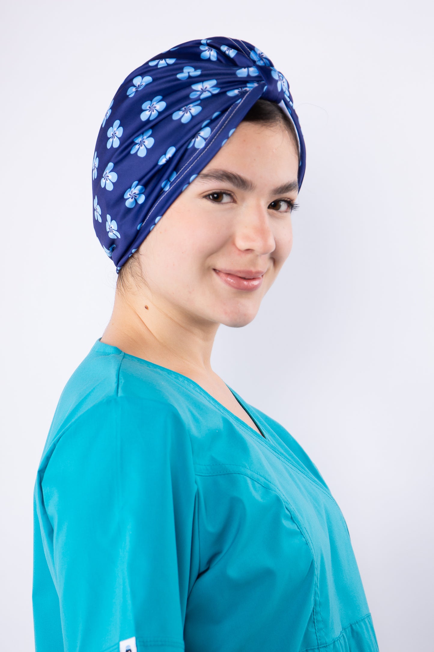 TURBANTE FLORES AZULES